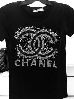 Chanel Ladies T-shirt black with sparkle bling!!! for Sale in