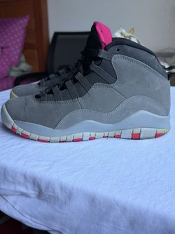 Air Jordan 10 Gray Black Pink Red High Top Basketball Sneakers