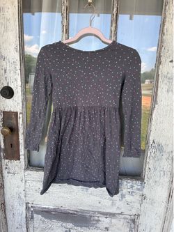Gymboree Girls 10/12 Gray Polka Dot Cotton Dress