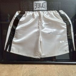 Muhammad Ali Signed Shorts In Display Case With Certificate Of Authenticity Pictured