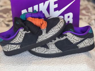 Nike SB x Dashawn Jordan "Copperhead" Dunk Low Pro String - Black- Bright Spruce - Fierce Purple