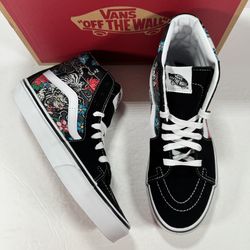Vans Sk8-Hi Tiger Floral Multi True White High Top Sneakers Women 8.5 Men Size 7