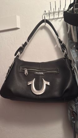 True Religion Black Leather Shoulder Bag