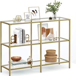 39.4 Inch Console Table with 3 Shelves, Sofa Tables, Modern Entryway Table, Metal Frame, Tempered Glass Shelf, Entryway Living Room Bedroo
