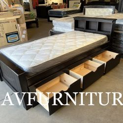Twin Xl Bed W Drawers And Mattress