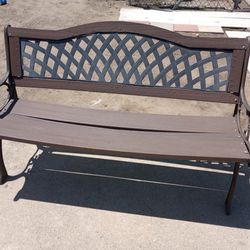 Plastic and Metal Outdoor Patio Bench