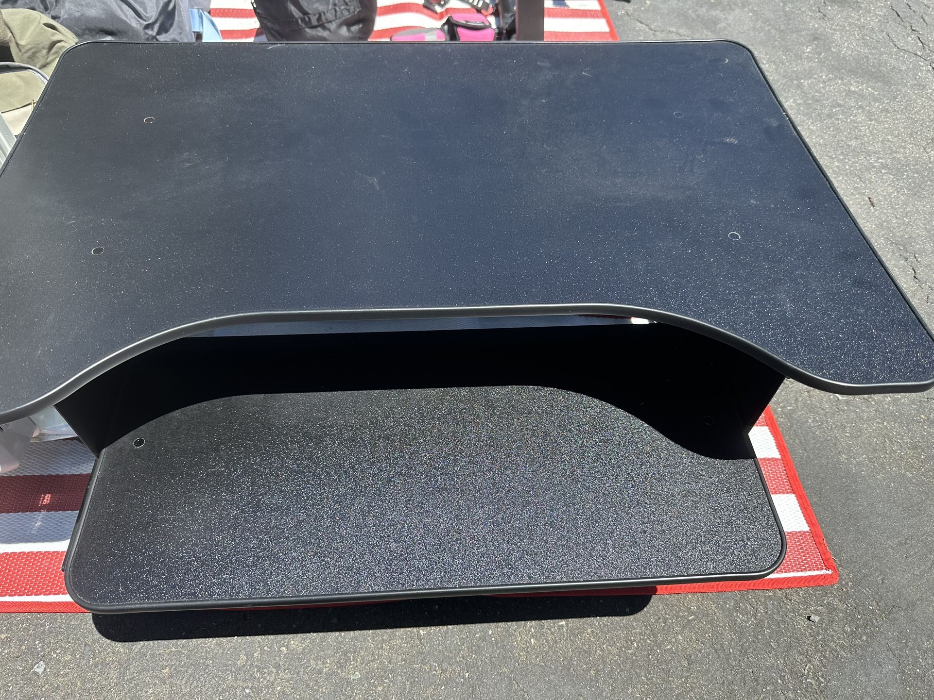 Monitor and Laptop Workstation with Wide Keyboard Tray