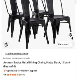 4 Black Metal Chairs 