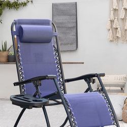 Outdoor Blue Mash Lounge Chair With Side Tray $49.99 