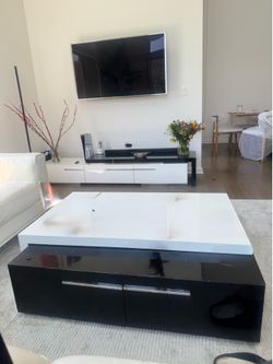 Modern Black and White Coffee Table with Storage