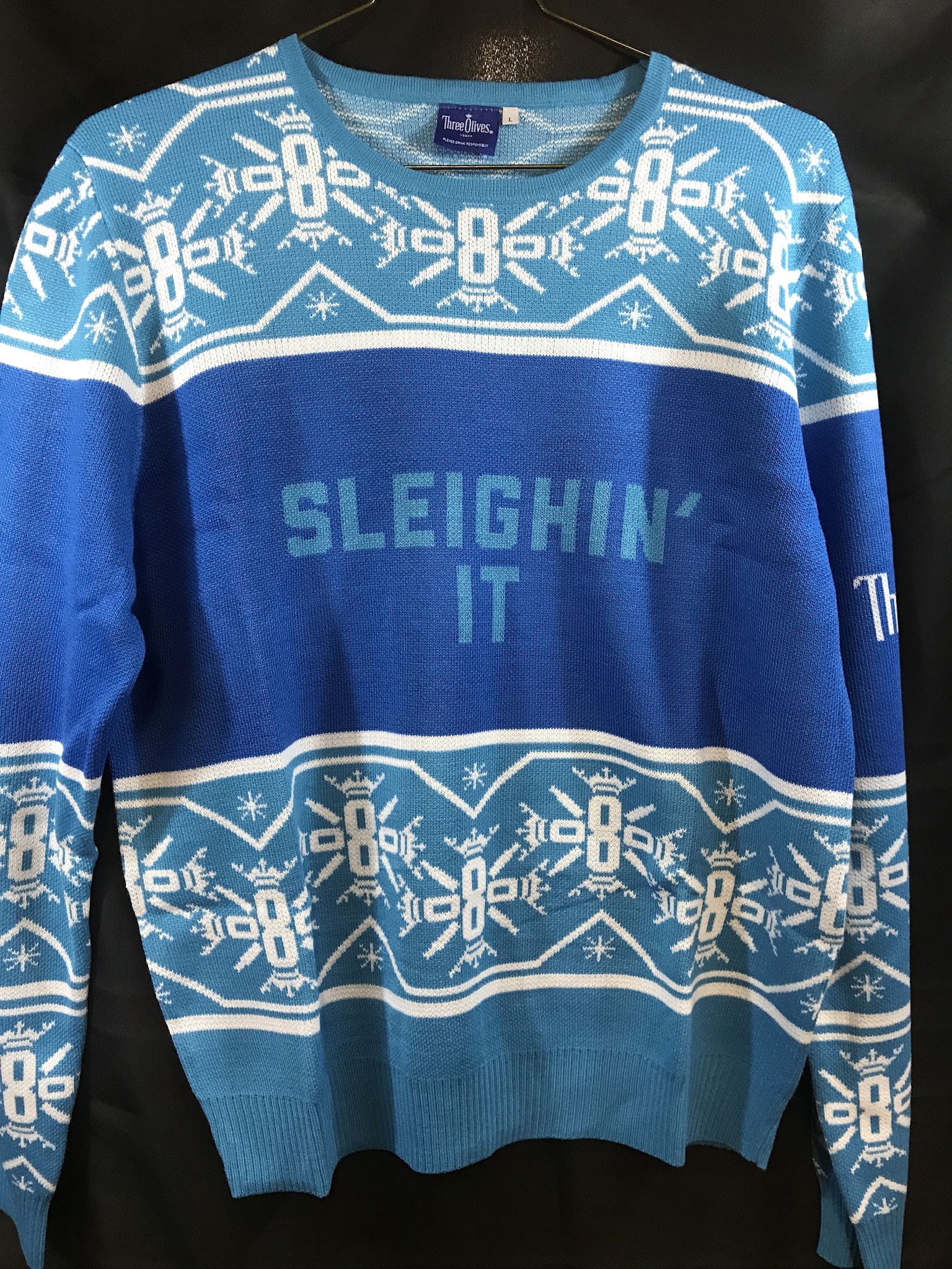 Three Olives Vodka Ugly Christmas Sweater Large New