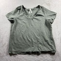 Pact V-Neck T-Shirt Organic Cotton Women’s XL Green Short Sleeve Basic #7A