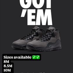 Sizes 8M, 8.5M, 10M Jordan 10 Retro Shadow (2025)