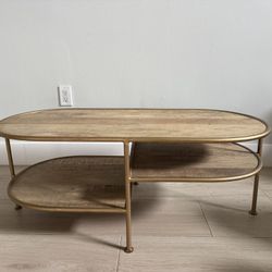 Wood And Brass Coffee Table