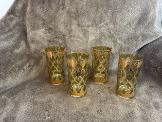 Vintage Culver "Valencia" highball glasses 22-karat gold
