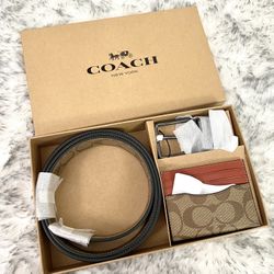 Coach Boxed Card Case And Belt Gift Set In Colorblock Signature Canvas