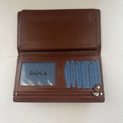Moga Brown Genuine Leather Wallet with a checkbook holder & credit card slots
