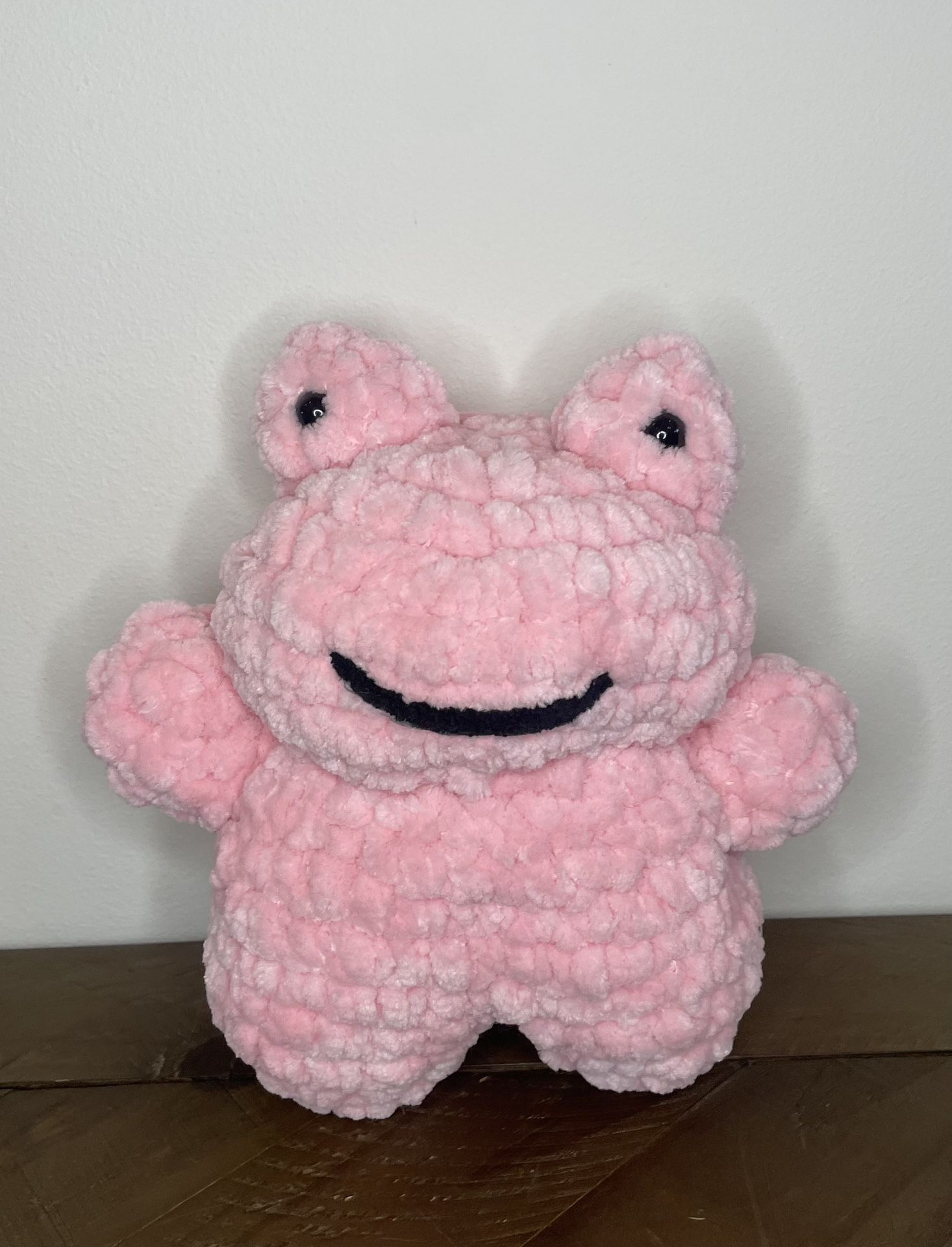 Pink Crocheted Frog Plushy
