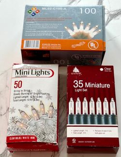 Mini Clear Lights-Indoor/Outdoor- Set of 3-185 Total Mini Lights! New in Boxes!