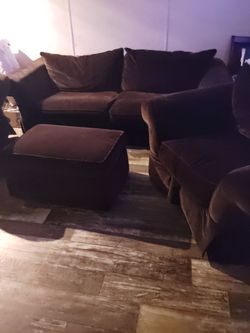Brown Microfiber Sofa Set with Ottoman