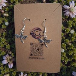Silver Dragonfly Dangle Earrings - Nature Inspired Jewelry