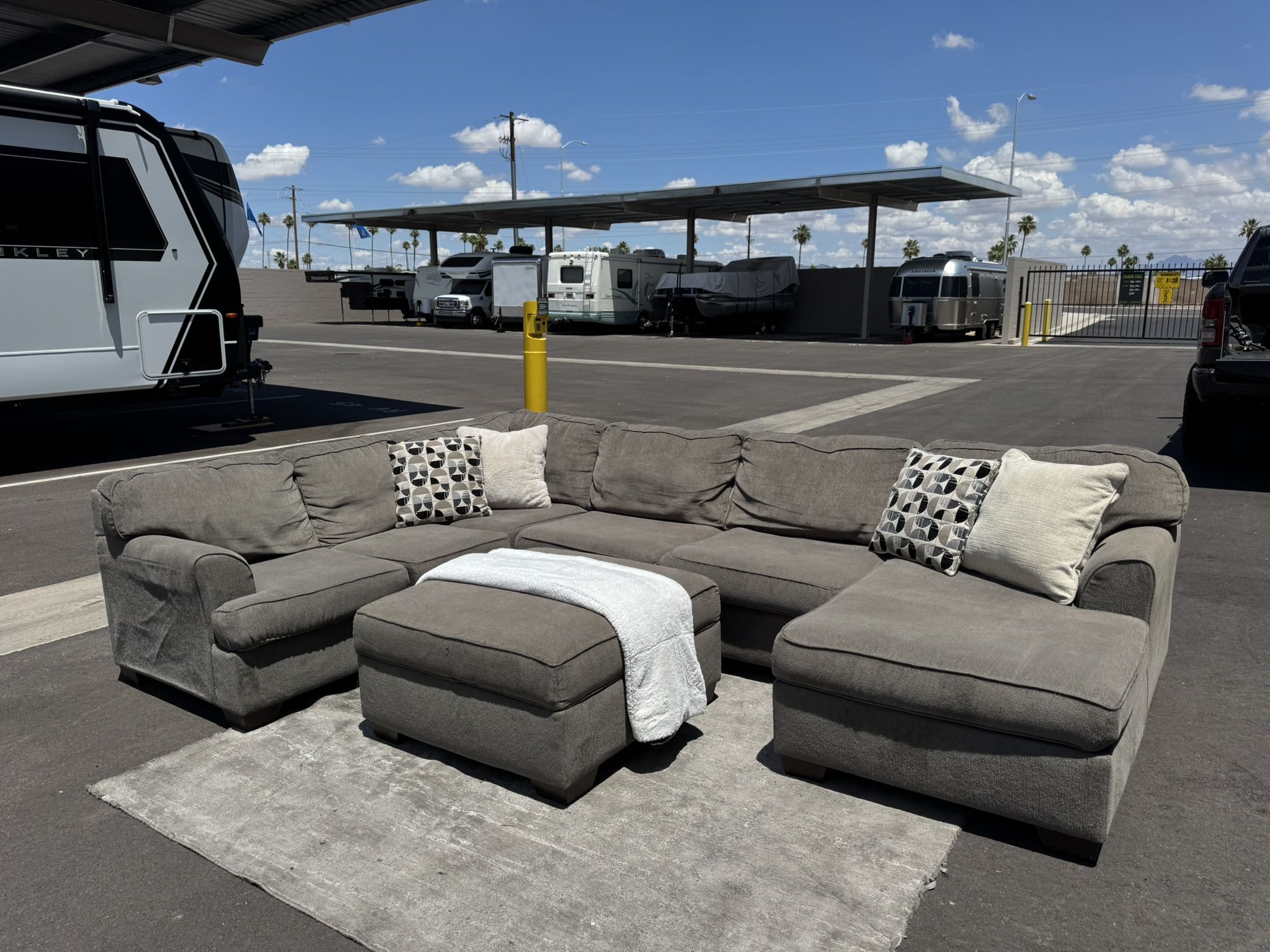 Beautiful Gray Ashley Chase Sectional With Storage Ottoman
