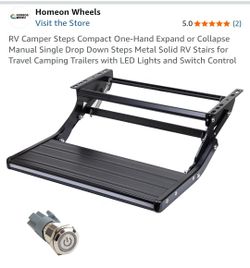 Rv/camper step with light, manual operation