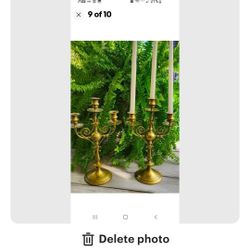 Antique Welsh Brass Bronze Candelabra Candlestick Alter 16" Tall