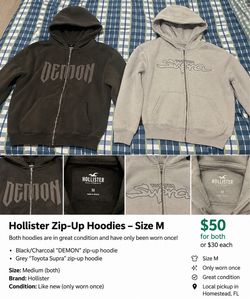 Hollister Zip-Up Hoodies ā Size L and S