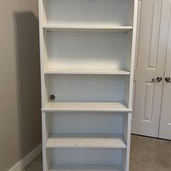 72” White 5 Shelf Bookcase with Adjustable Shelves
