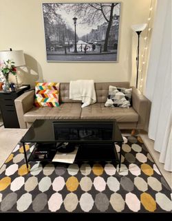 Modern Sofa + Coffee Table + Rug Set – Great Condition
