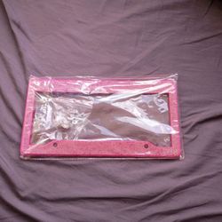 Pink License Plate Holder With Screws