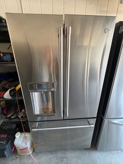 GE cafe refrigerator French door counter depth stainless steel