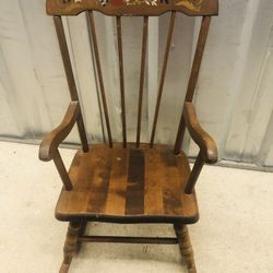 Antique Hedstrom Kids Musical Rocking Chair With Beautiful Hand painting 