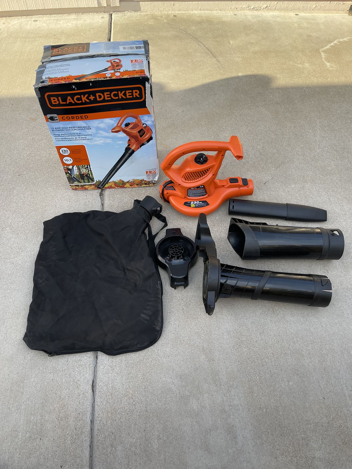 BLACK+DECKER 3-in-1 Leaf Blower, Leaf Vacuum and Mulcher, Up to 230 MPH, 12  Amp, Corded Electric for Sale in Durham, NC - OfferUp