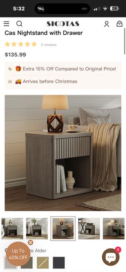 New modern side table or nightstand with drawer and cubby