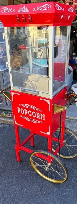 Olde Midway Vintage Style Popcorn Machine Maker Popper with Cart and 8-Ounce Kettle