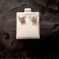 925 Silver CZ Stud Earrings 