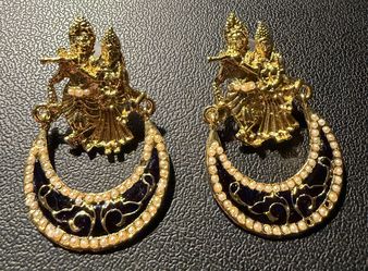Wedding Collection Metal & Pearl Radha Krishna Earrings