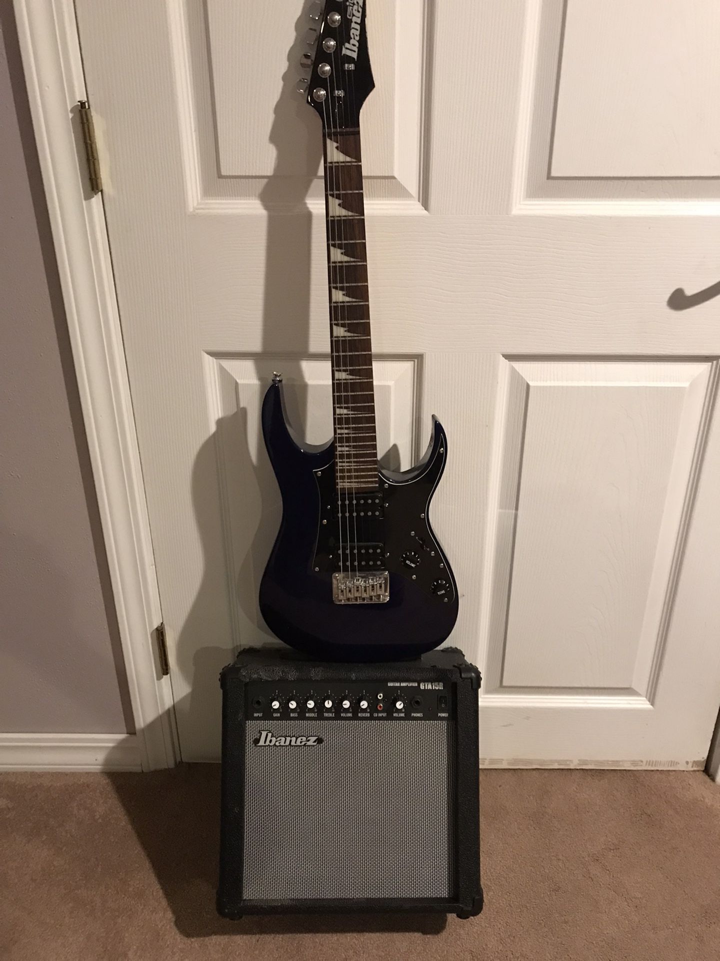 Ibanez Electric Guitar, Dark Blue, With Amplifier 