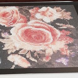 Pink Rose Diamond Art Painting With Magnetic Frame 