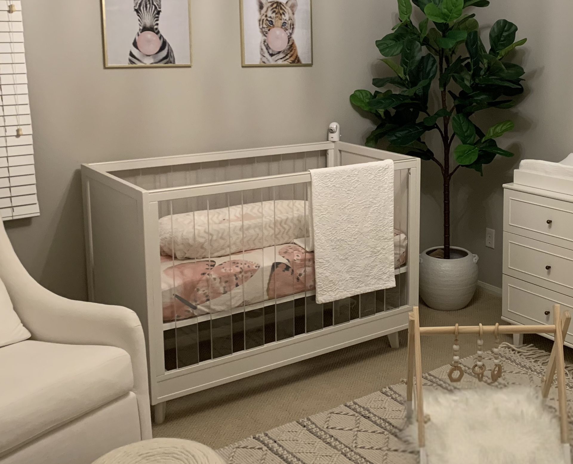 Pottery Barn Kids Sloan Acrylic Convertible Crib And Mattress
