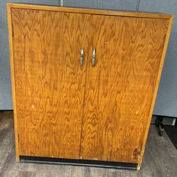 VINTAGE WOODEN CUPBOARD FILE CABINET