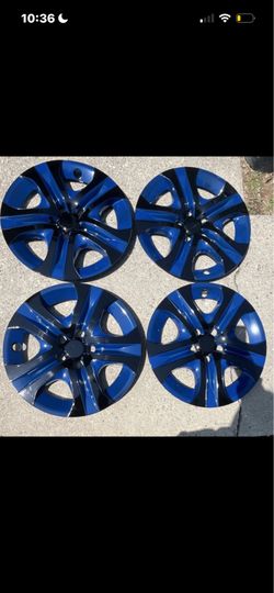 WINJET WJ-5107-17” Black Blue Hubcaps Wheel Covers Set of 4 Some Scratches