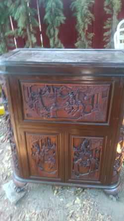 1960s dry bar hand carved antique