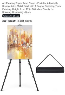 Art Painting Tripod Easel Stand - Portable Adjustable Display Artist Metal Easel with 1 Bag