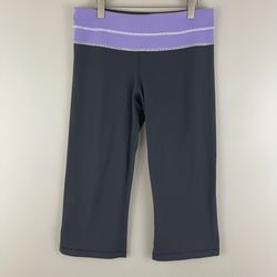 LULULEMON Grey Lavender Purple Reversible Groove Crop Athletic Workout Leggings
