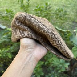 Vintage Adjustable Herringbone Flat Cap