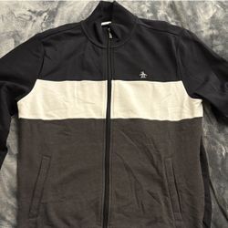 Original Penguin Men's Zip-Up Sweater in Black, White, and Gray