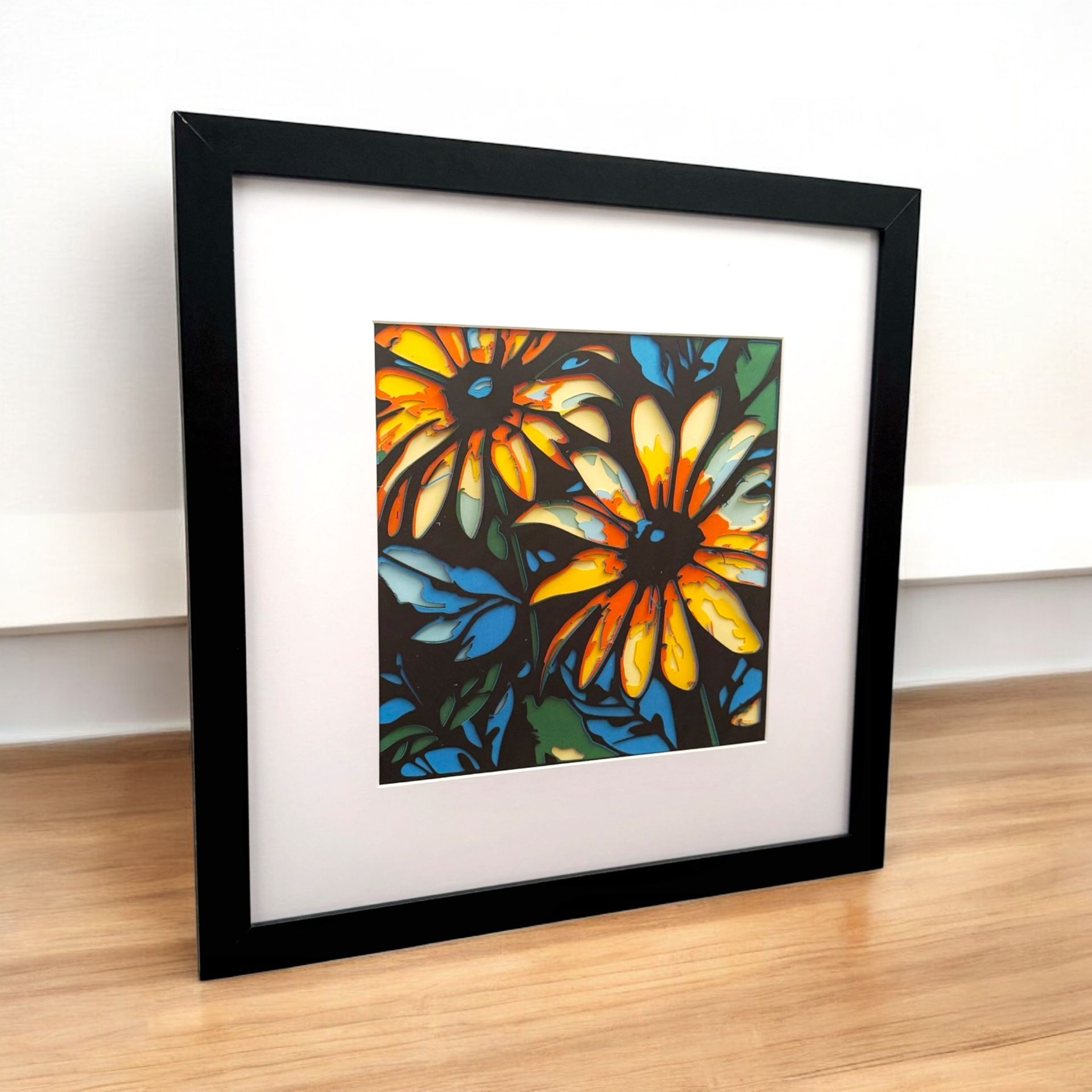 Handmade 12x12 Layered Paper Flower Frame
